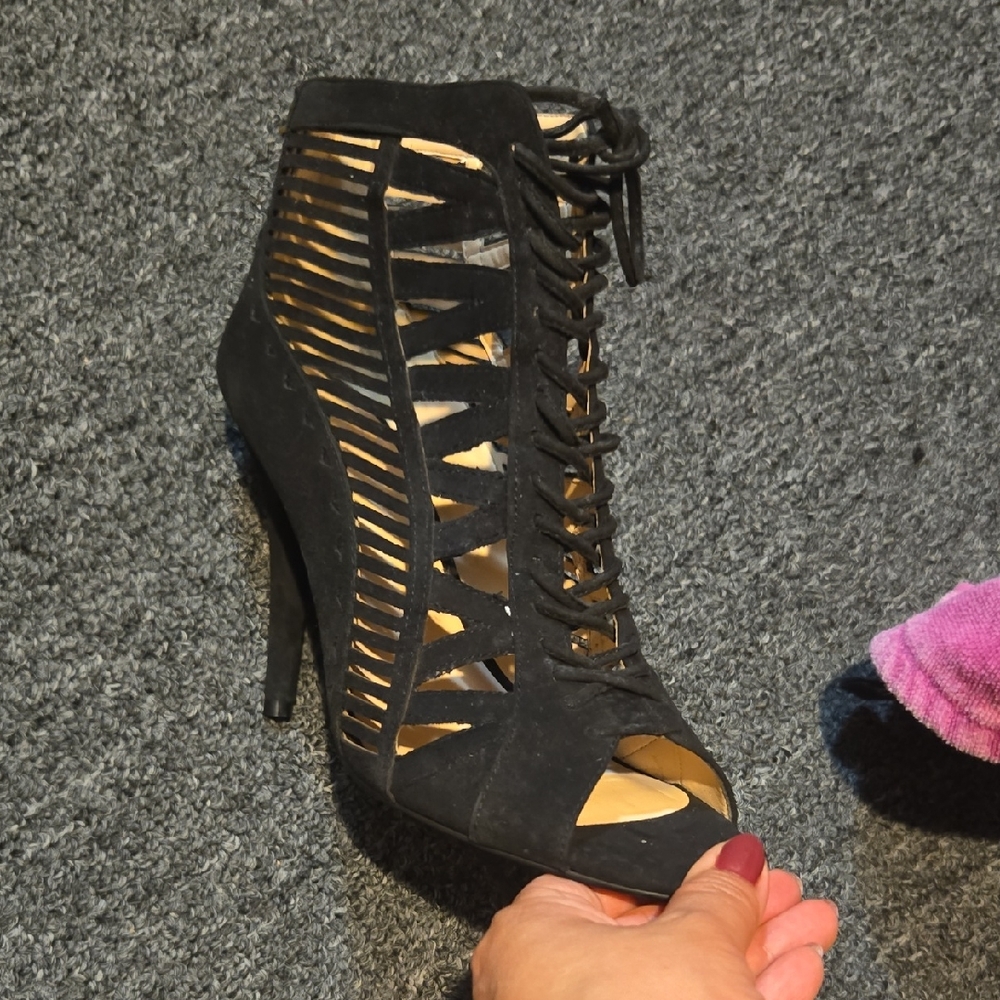 Nine West Black Strappy Heeled Booties